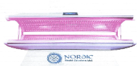 Nordic Health Solutions full-body red light therapy bed illuminated in red